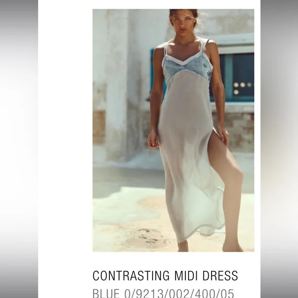 Zara sheer midi dress with denim - Picture 2 of 2
